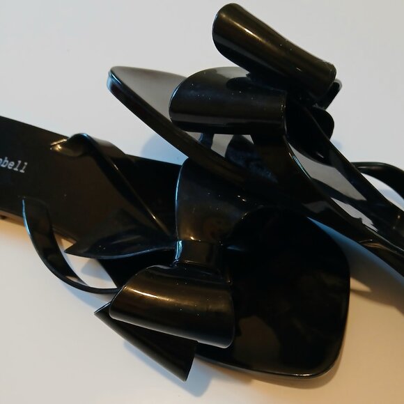 Jeffrey Campbell Black Flip Flop Bow Sandals GUC Size 10 - Picture 5 of 6